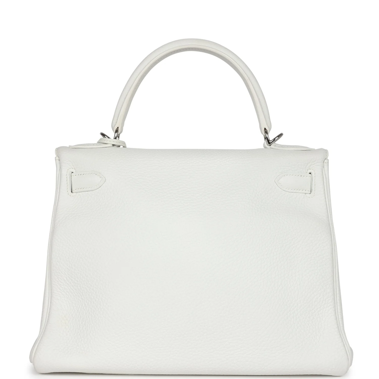 Replicate Vintage Hermes Kelly Retourne 28 White Clemence Palladium Hardware(1:1 replica)