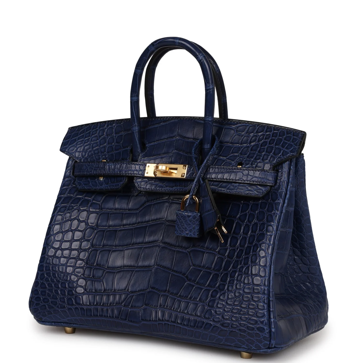 Replicate Hermes Birkin 25 Bleu Saphir Matte Alligator Gold Hardware(1:1 replica)