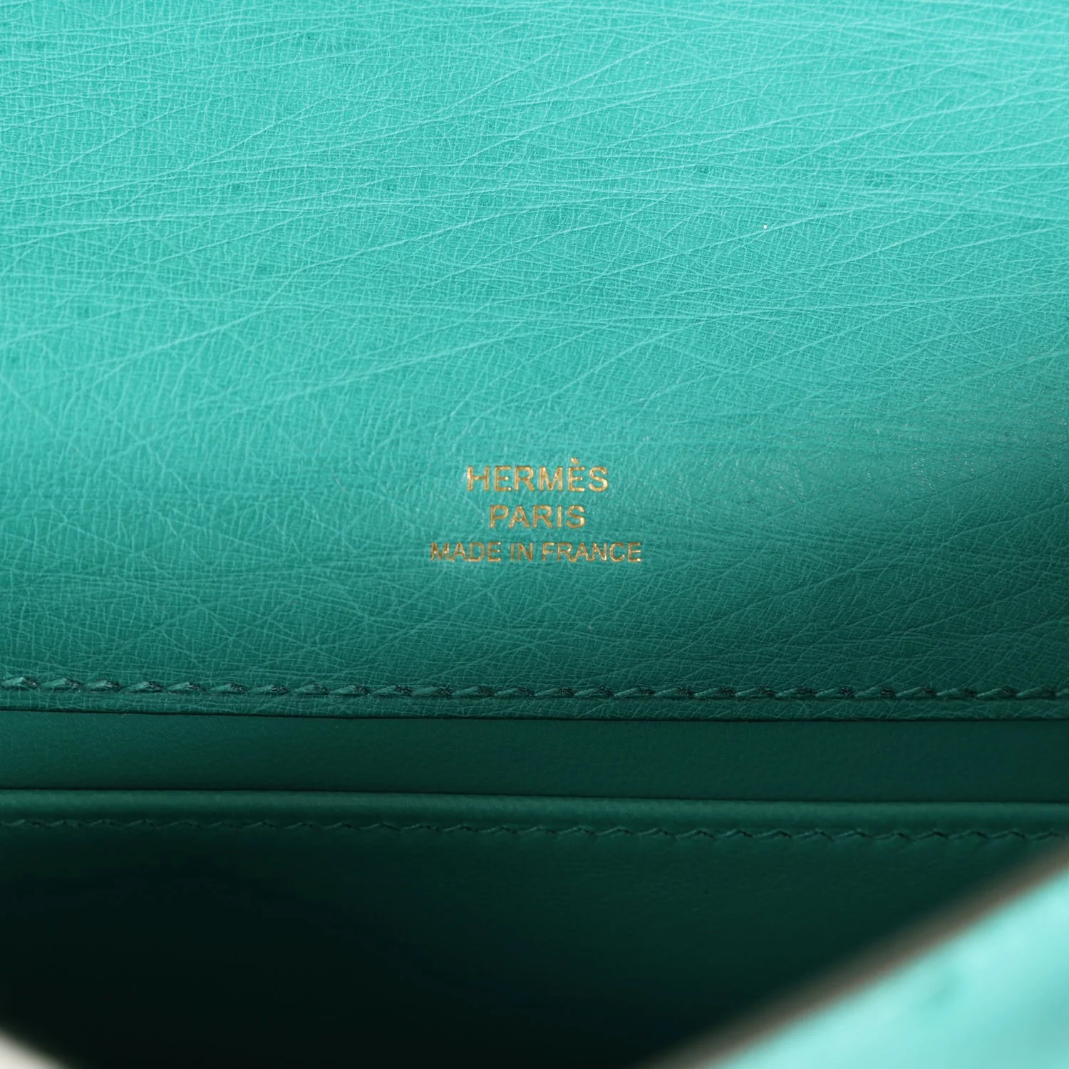 Replicate Hermes Kelly Pochette Vert Verone Ostrich Gold Hardware(1:1 replica)