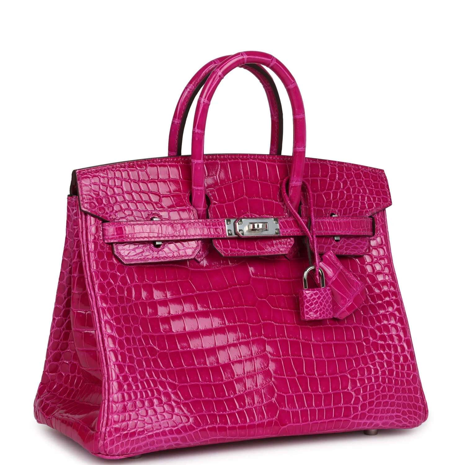 Replicate Hermes Birkin 25 Rose Sheherazade Shiny Porosus Crocodile Palladium Hardware(1:1 replica)