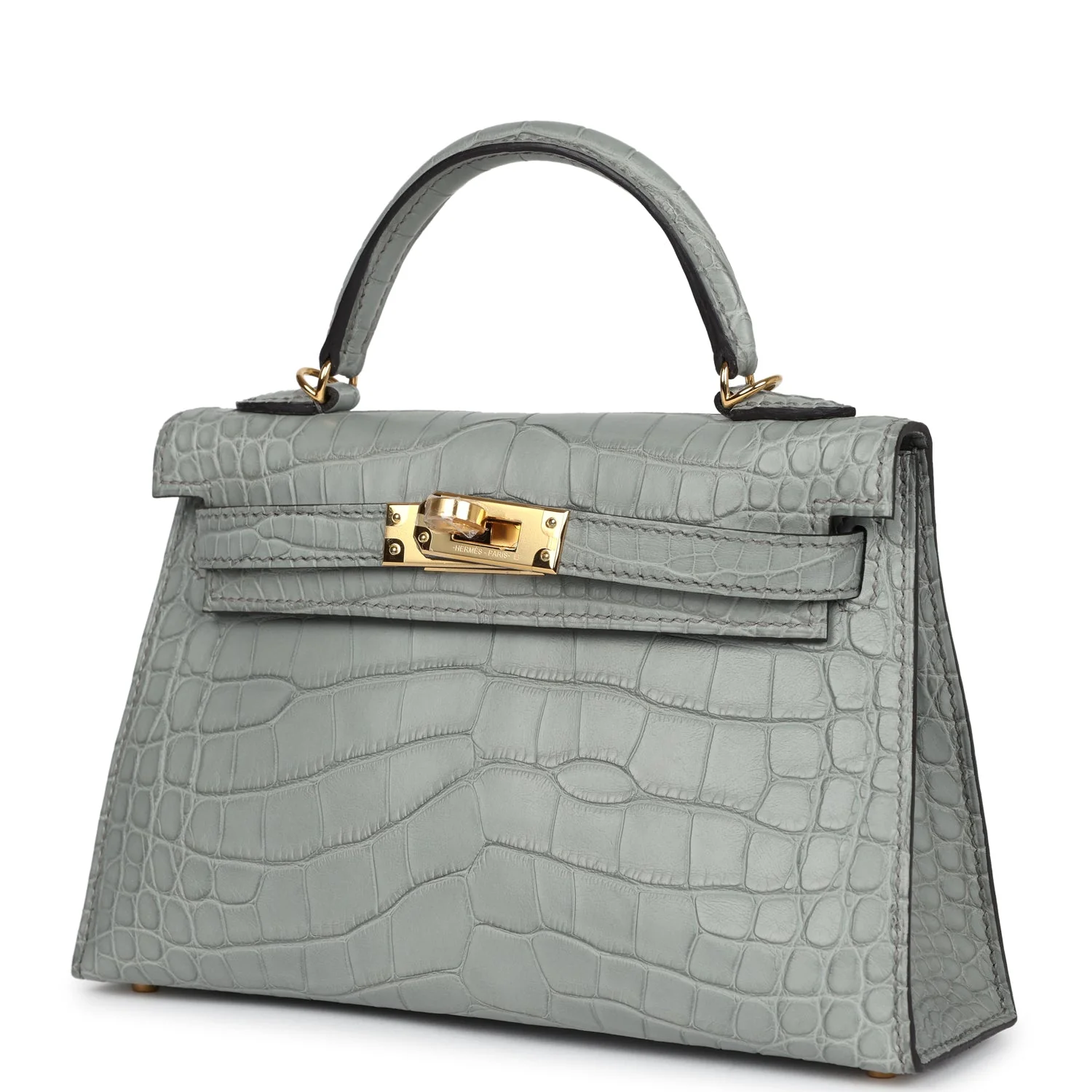 Replicate Hermes Kelly Sellier 20 Gris Ciment Matte Alligator Gold Hardware(1:1 replica)