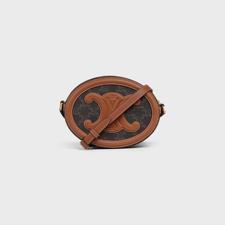 Replicate OVAL BAG CUIR TRIOMPHE IN TRIOMPHE CANVAS AND CALFSKIN TAN(1:1 replica)