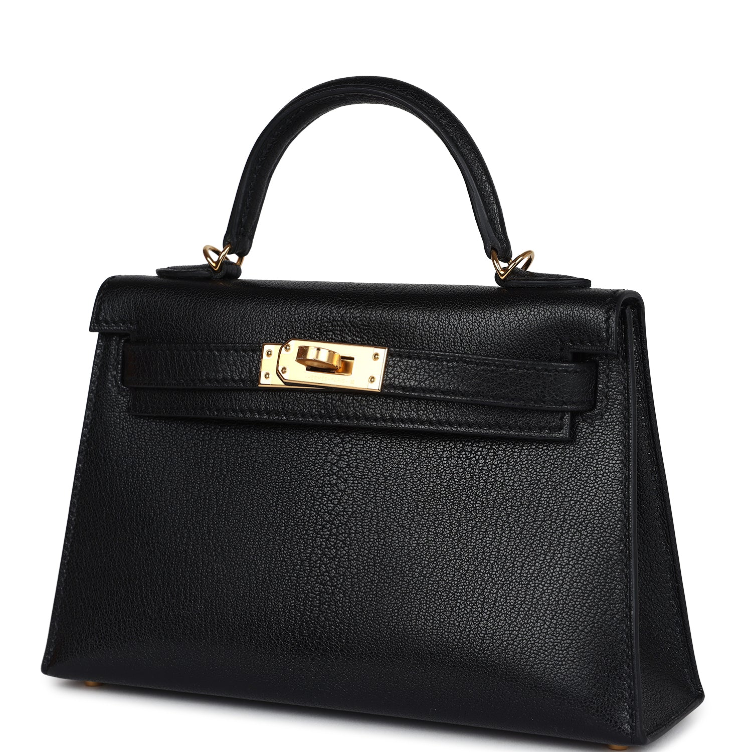 Replicate Hermes Kelly Sellier 20 Black Chevre Mysore Gold Hardware(1:1 replica)