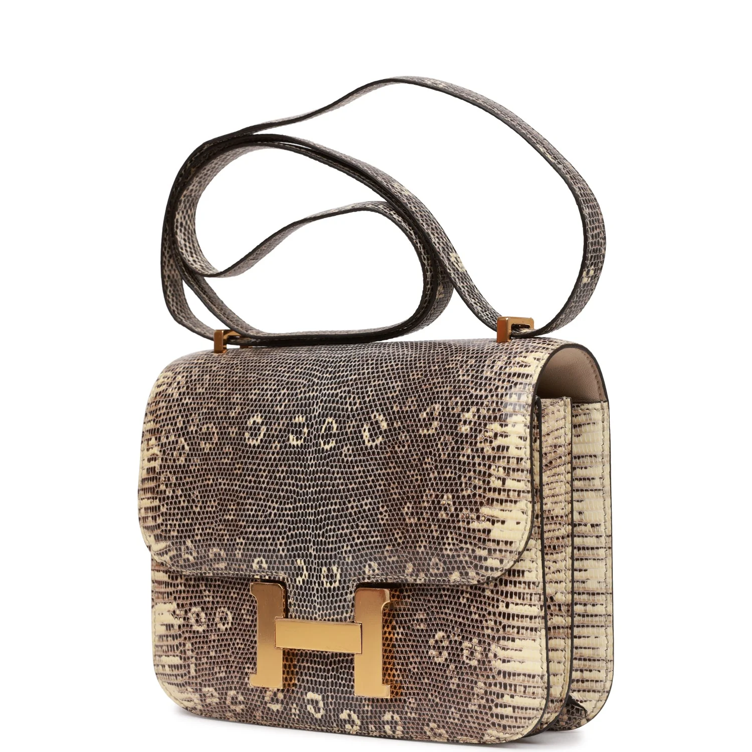 Replicate Hermes Mini Constance 18 Ombre Lizard Varanus Salvator Gold Hardware(1:1 replica)