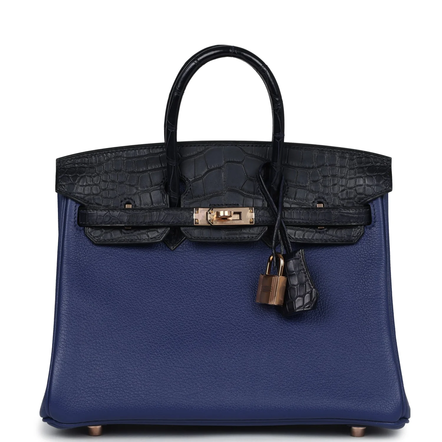 Replicate Hermes Birkin 25 Bleu Saphir Taurillion Novillo and Bleu Marine Matte Alligator Touch Rose Gold Hardware(1:1 replica)