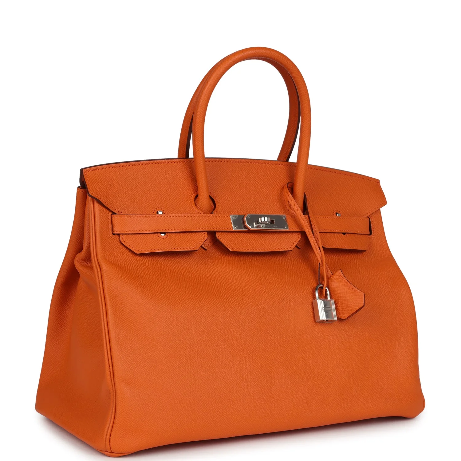 Replicate Hermes Birkin 35 Orange Epsom Palladium Hardware(1:1 replica)