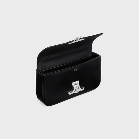 Replicate CHAIN SHOULDER BAG CLAUDE IN SHINY CALFSKIN BLACK(1:1 replica)