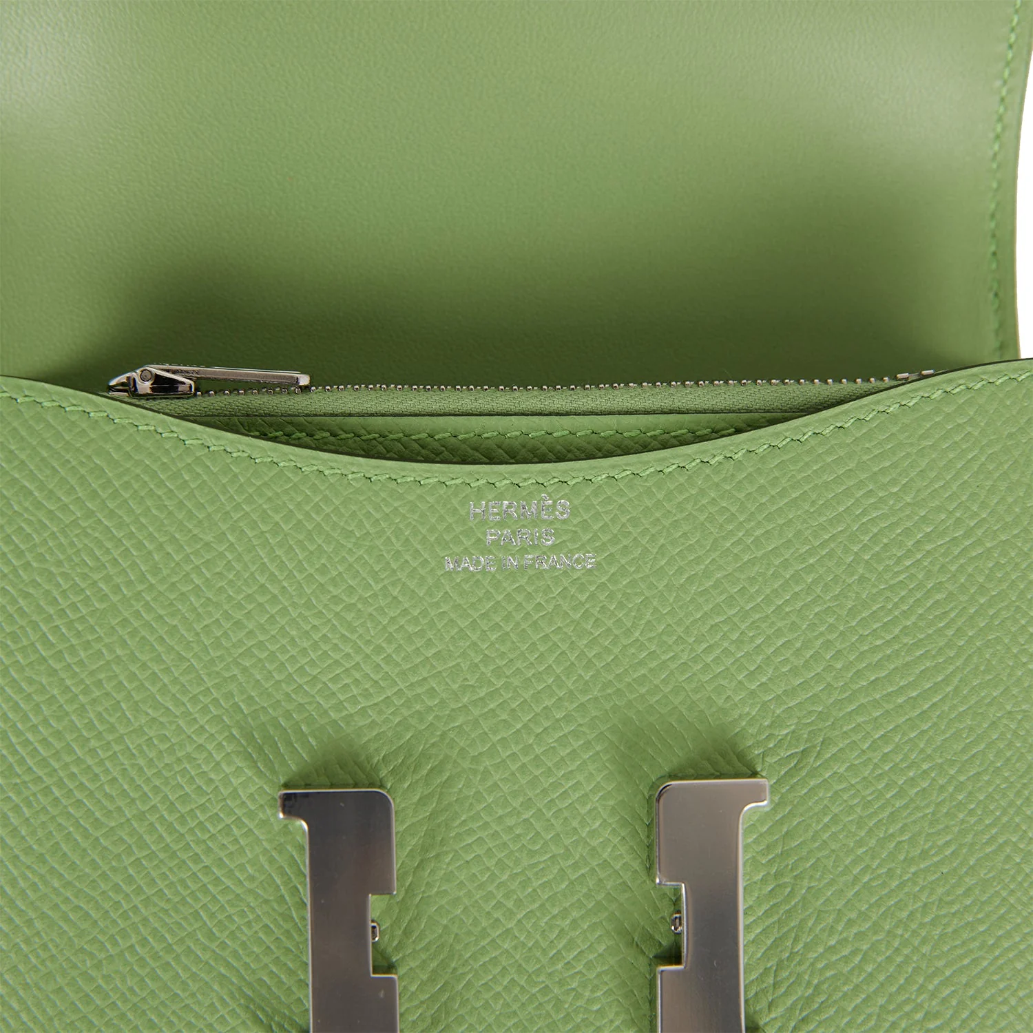 Replicate Hermes Constance Slim Wallet Vert Criquet Epsom Palladium Hardware(1:1 replica)