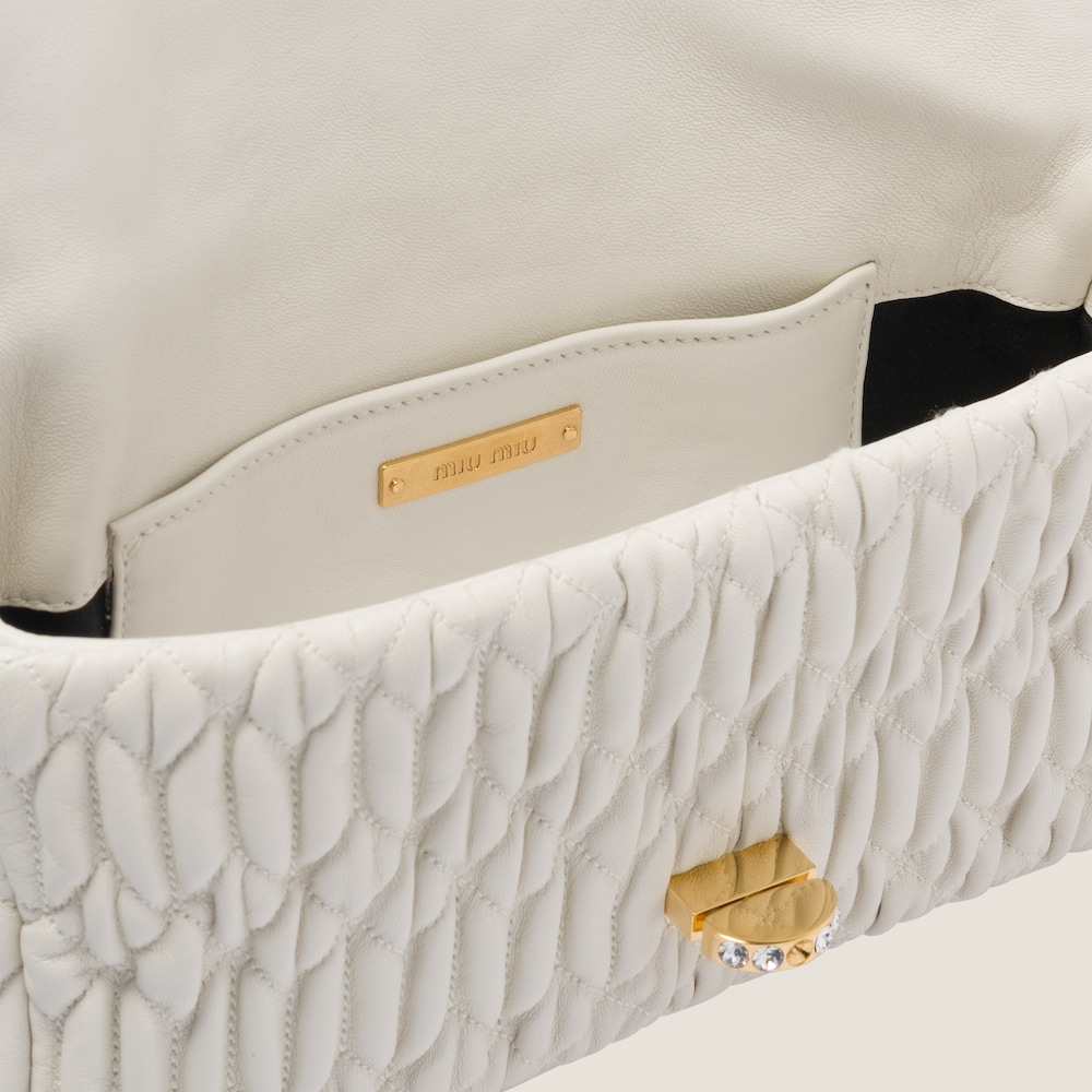 Replicate Miu Crystal Cloqué Nappa leather bag(1:1 replica)