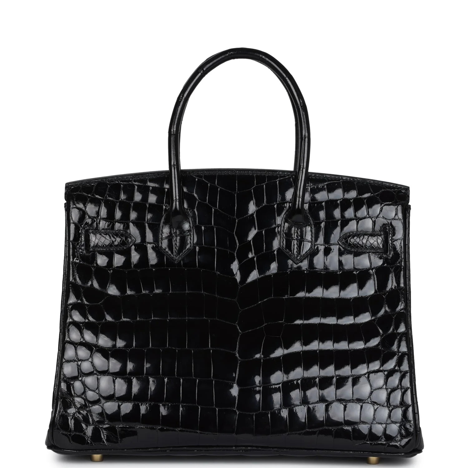 Replicate Hermes Birkin 30 Black Shiny Crocodile Niloticus Gold Hardware(1:1 replica)