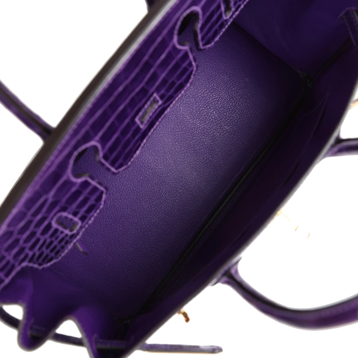 Replicate Hermes Birkin 30 Ultraviolet Shiny Niloticus Crocodile Gold Hardware(1:1 replica)