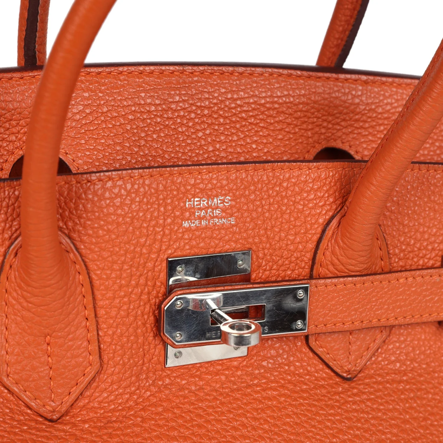 Replicate Hermes Birkin 30 Orange Togo Palladium Hardware(1:1 replica)