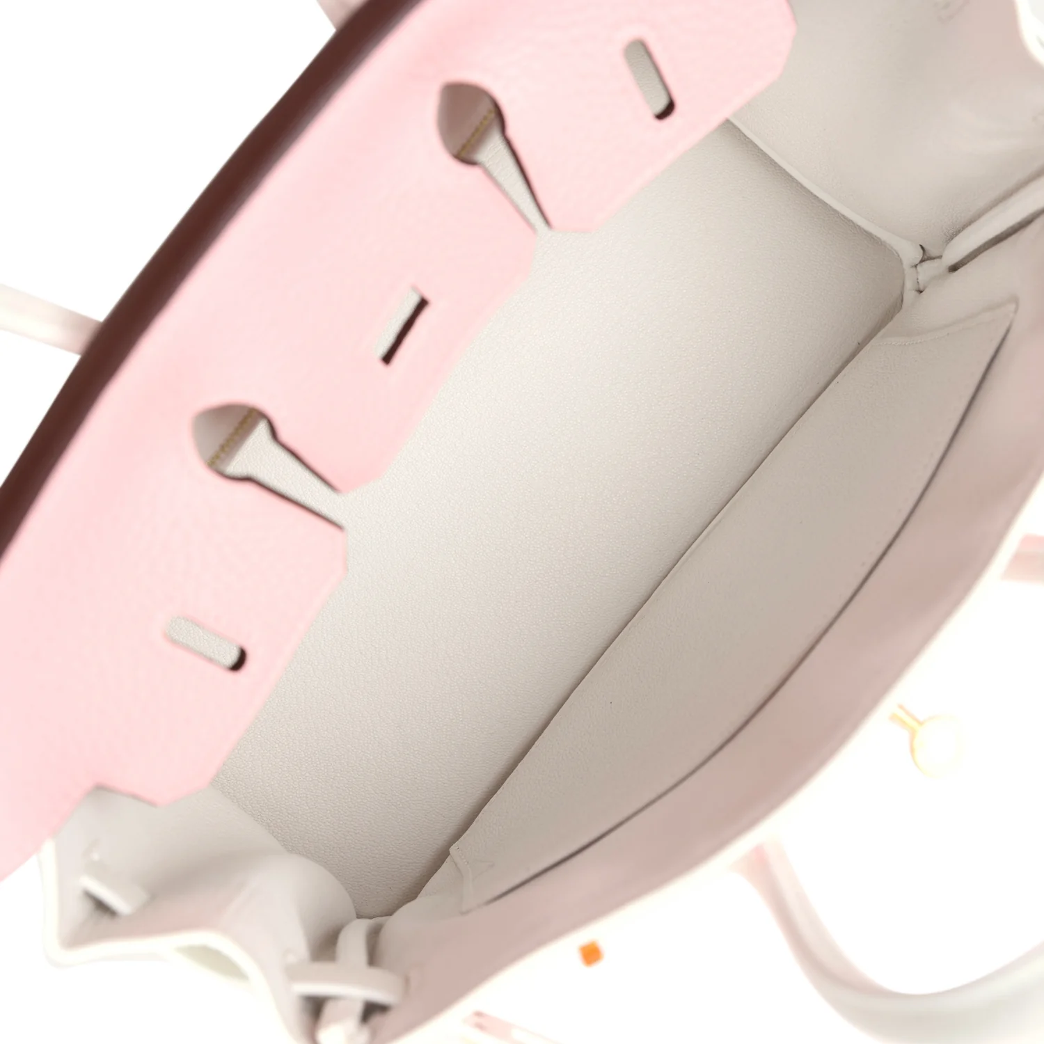 Replicate Hermes Special Order (HSS) Birkin 25 Rose Sakura and White Clemence Brushed Gold Hardware(1:1 replica)