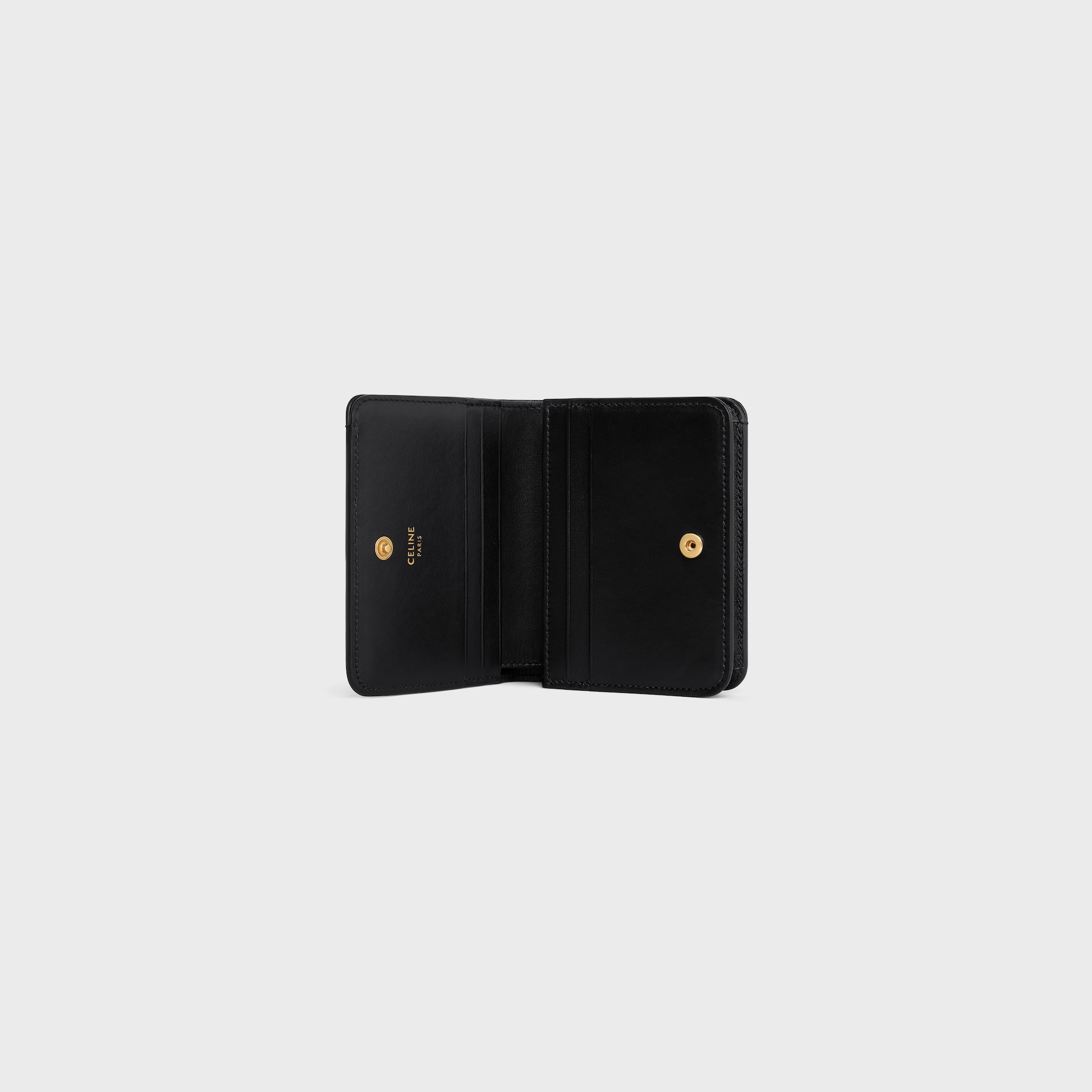 Replicate TRIOMPHE COMPACT WALLET IN SHINY CALFSKIN BLACK(1:1 replica)