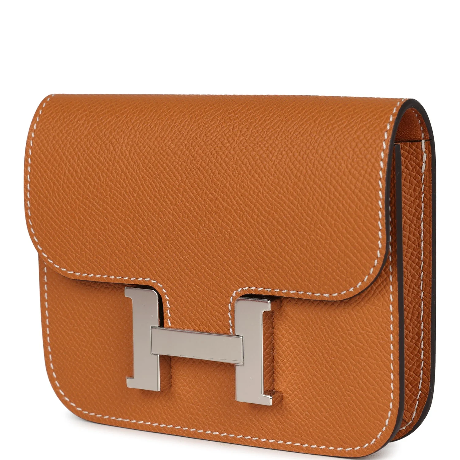 Replicate Hermes Constance Slim Wallet Toffee Epsom Palladium Hardware(1:1 replica)