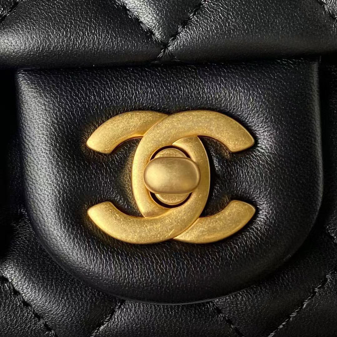 Replicate Chanel 23S AS4041 Mini Camellia Embossed Rectangular Flap Bag Antique Gold Hardware Black(1:1 replica)