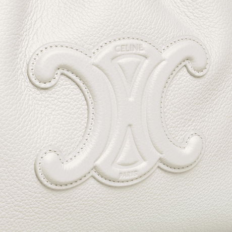Replicate SMALL CABAS DRAWSTRING CUIR TRIOMPHE IN GRAINED CALFSKIN WHITE(1:1 replica)