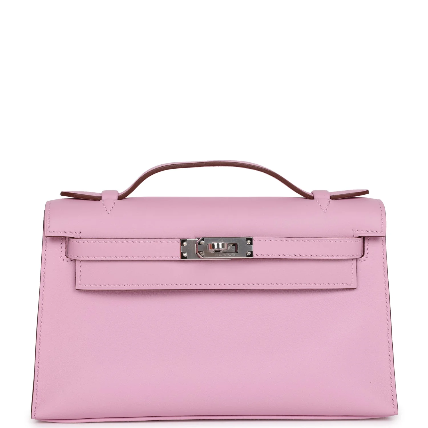 Replicate Hermes Kelly Pochette Mauve Sylvestre Swift Palladium Hardware(1:1 replica)