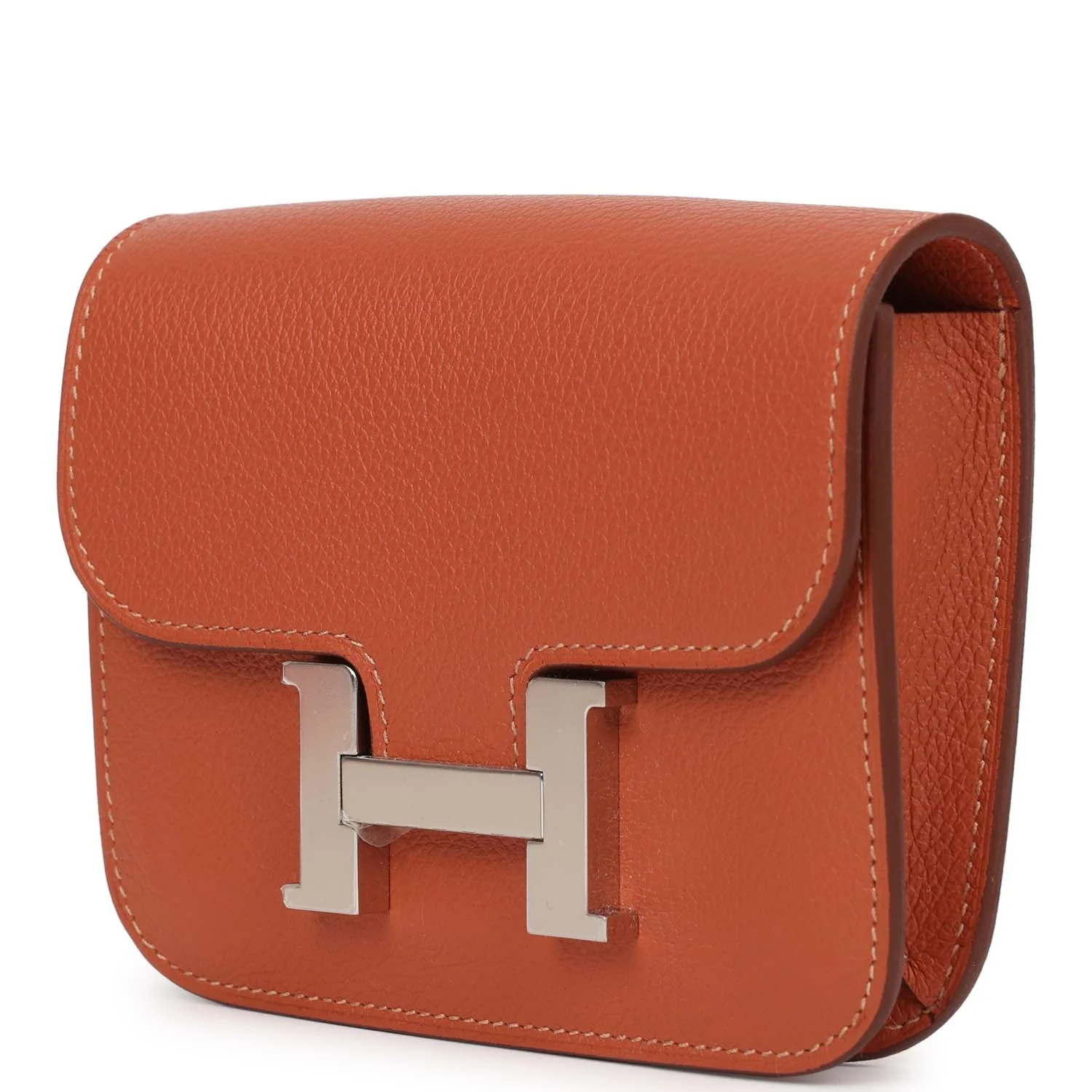 Replicate Hermes Constance Slim Wallet Brique Evercolor Palladium Hardware(1:1 replica)