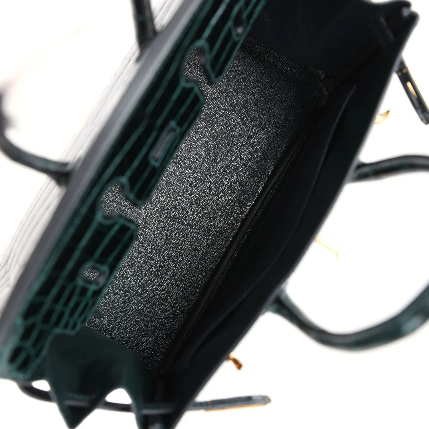 Replicate Hermes Birkin 25 Vert Cypress Shiny Niloticus Crocodile Gold Hardware(1:1 replica)