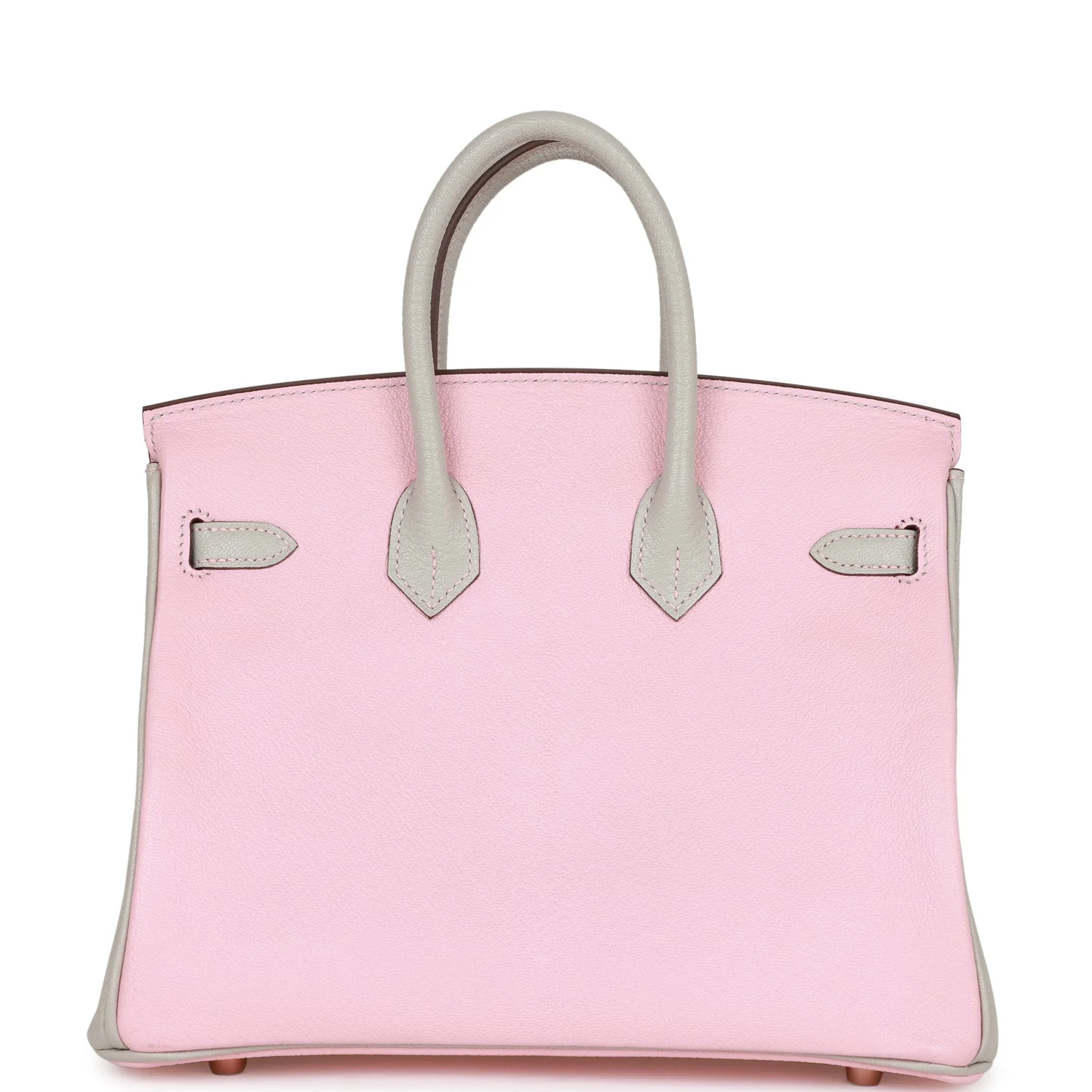Replicate Hermes Special Order (HSS) Birkin 25 Rose Sakura and Gris Perle Chevre Mysore Rose Gold Hardware(1:1 replica)