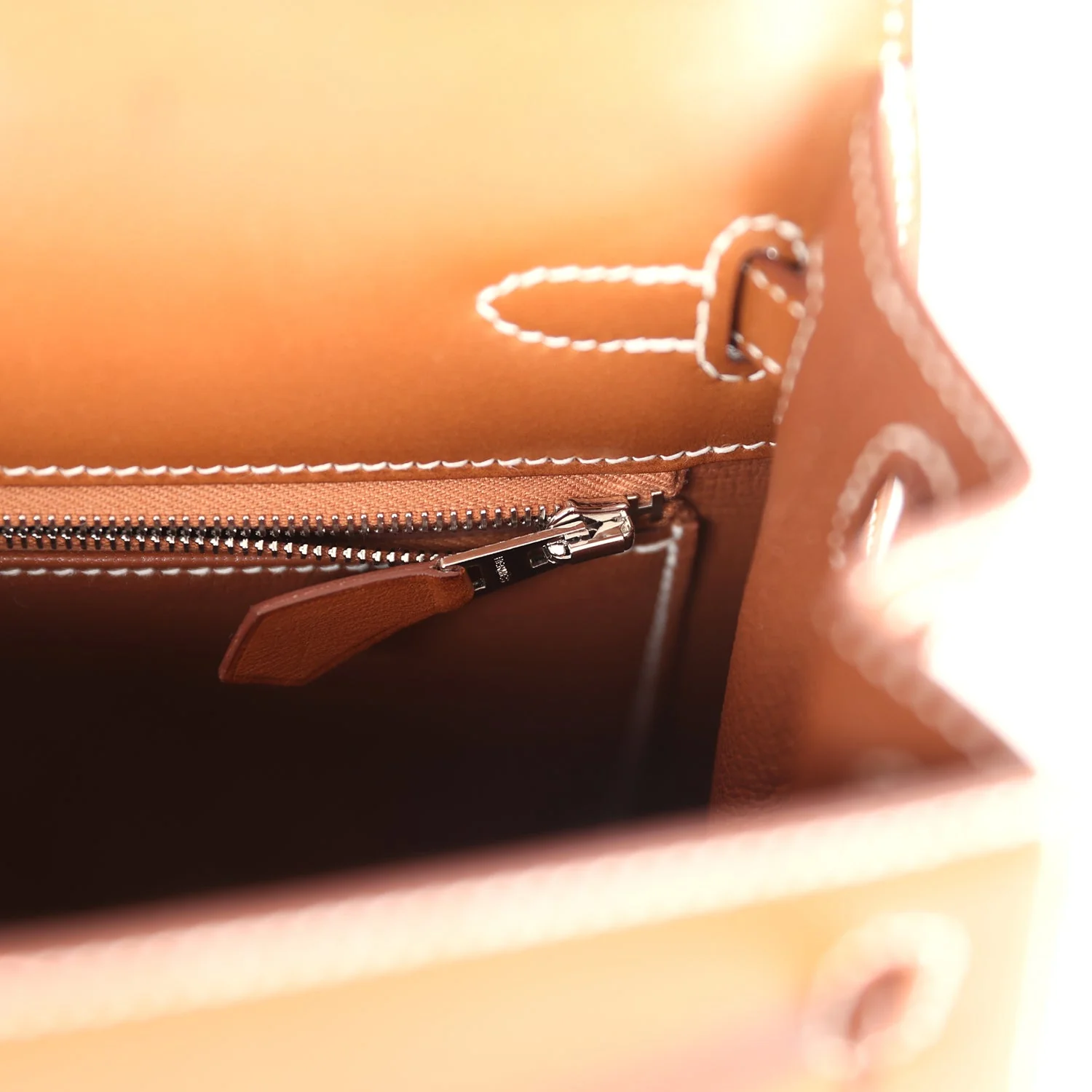 Replicate Hermes Kelly Sellier 25 Fauve Barenia Palladium Hardware(1:1 replica)