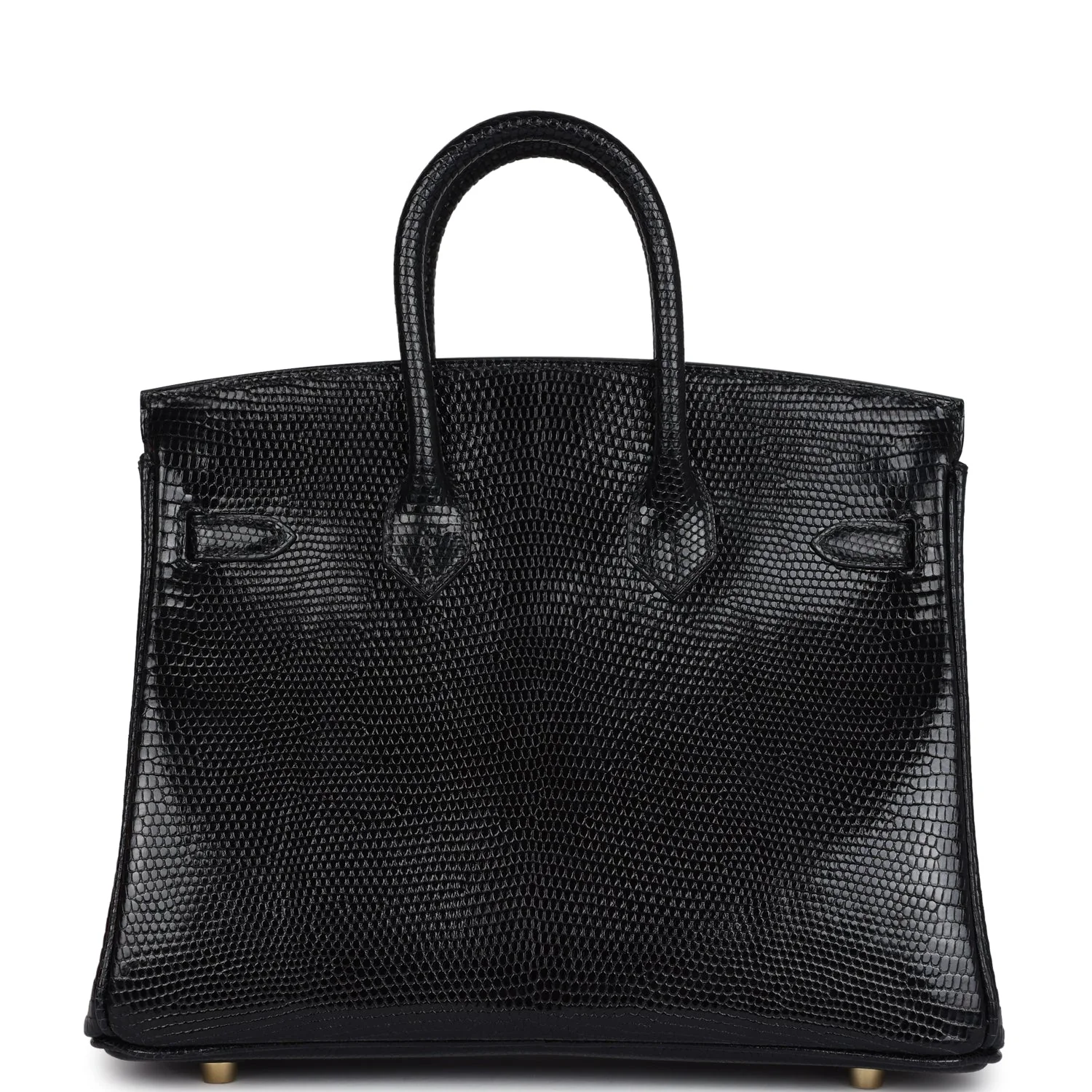 Replicate Hermes Birkin 25 Black Shiny Varanus Niloticus Lizard Gold Hardware(1:1 replica)