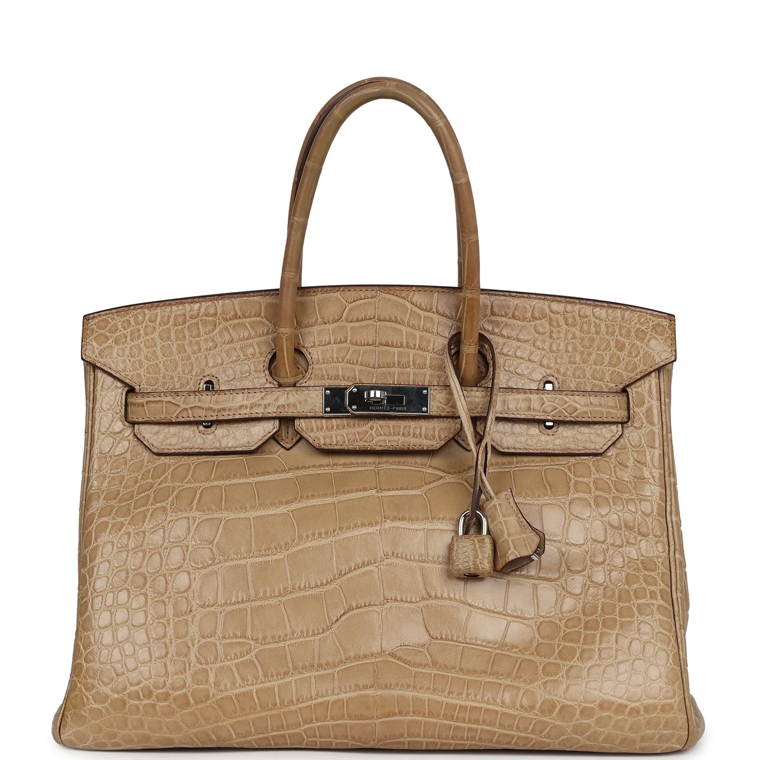 Replicate Hermes Birkin 35 Poussiere Matte Alligator Palladium Hardware(1:1 replica)