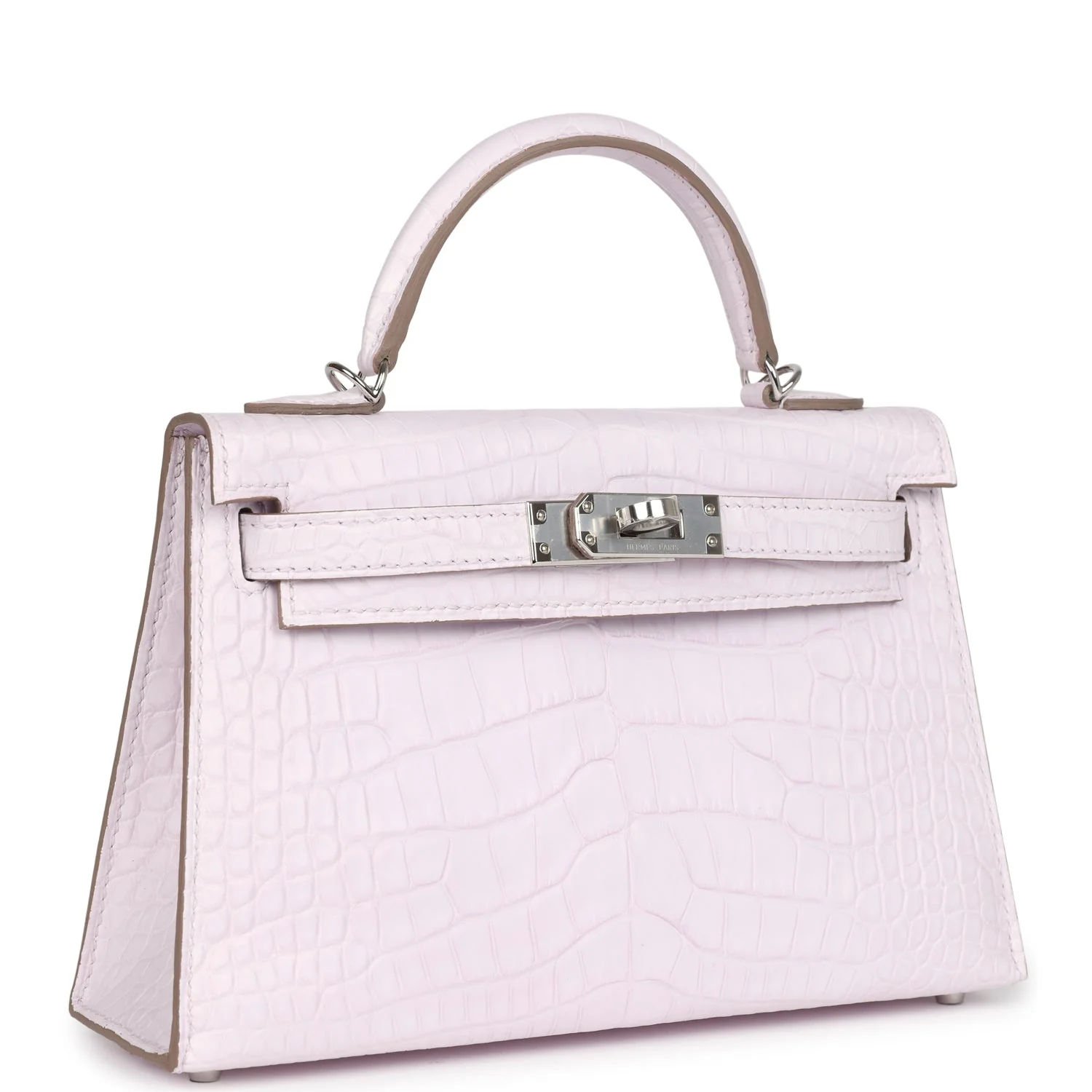Replicate Hermes Kelly Sellier 20 Mauve Pale Boreal Satin Alligator Palladium Hardware(1:1 replica)