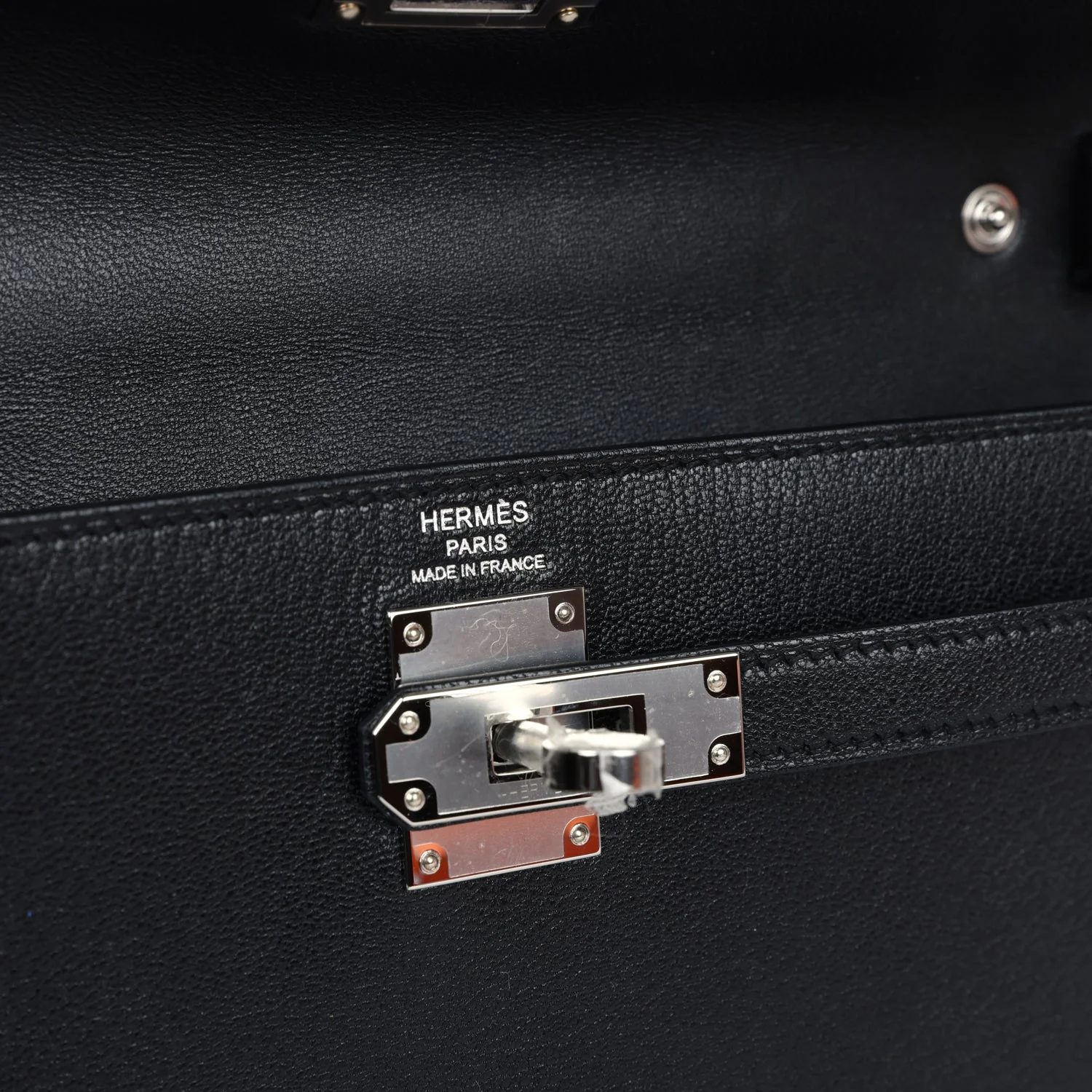 Replicate Hermes Kelly Elan Black Chevre Chamkila Palladium Hardware(1:1 replica)