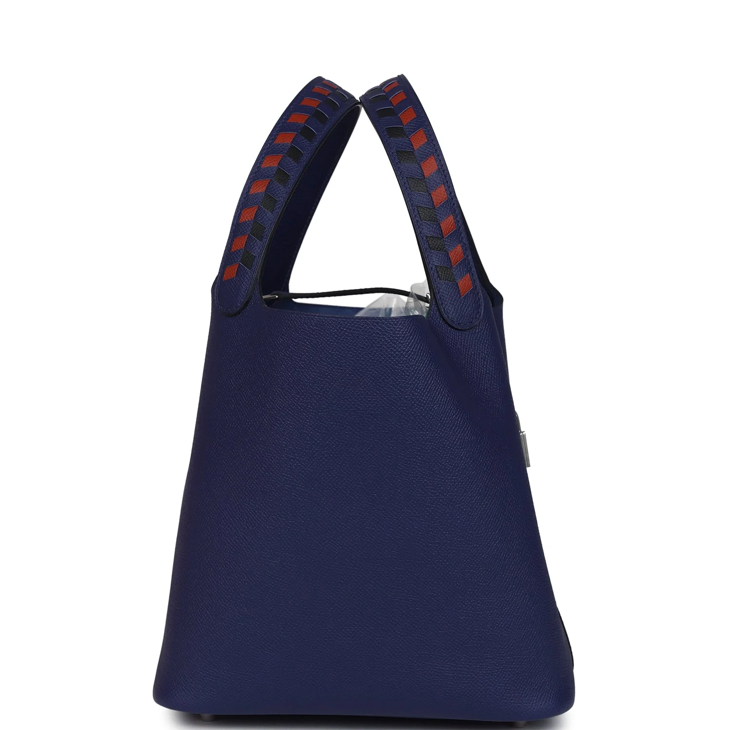 Replicate Hermes Picotin Lock 22 Tressage De Cuir Bleu Encre, Brique and Black Epsom Palladium Hardware(1:1 replica)