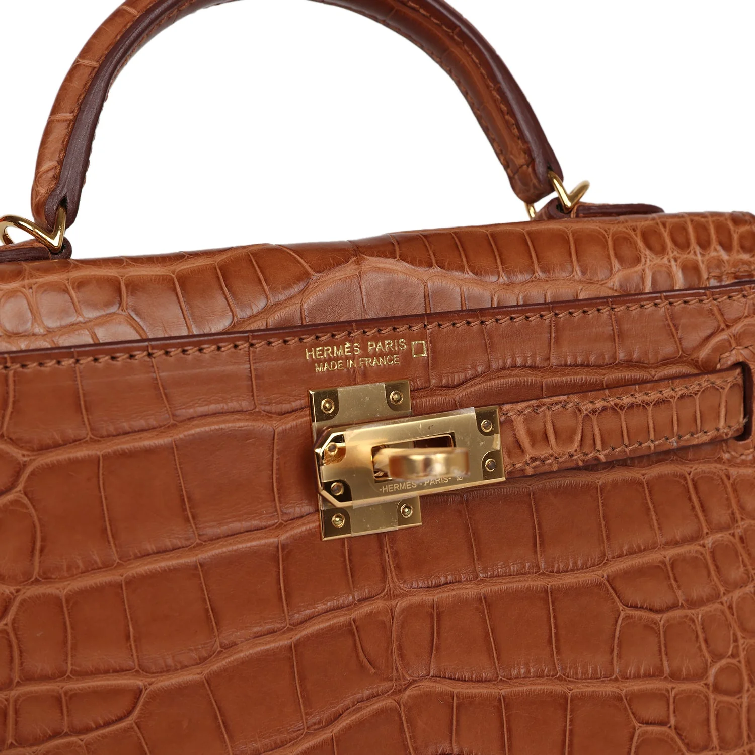 Replicate Hermes Kelly Sellier 20 Gold Matte Alligator Gold Hardware(1:1 replica)