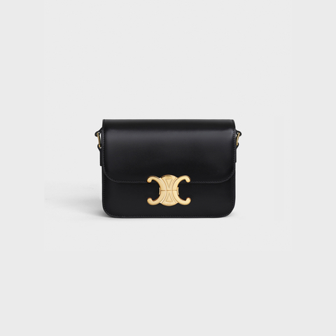 Replicate TEEN TRIOMPHE BAG IN SHINY CALFSKIN BLACK(1:1 replica)