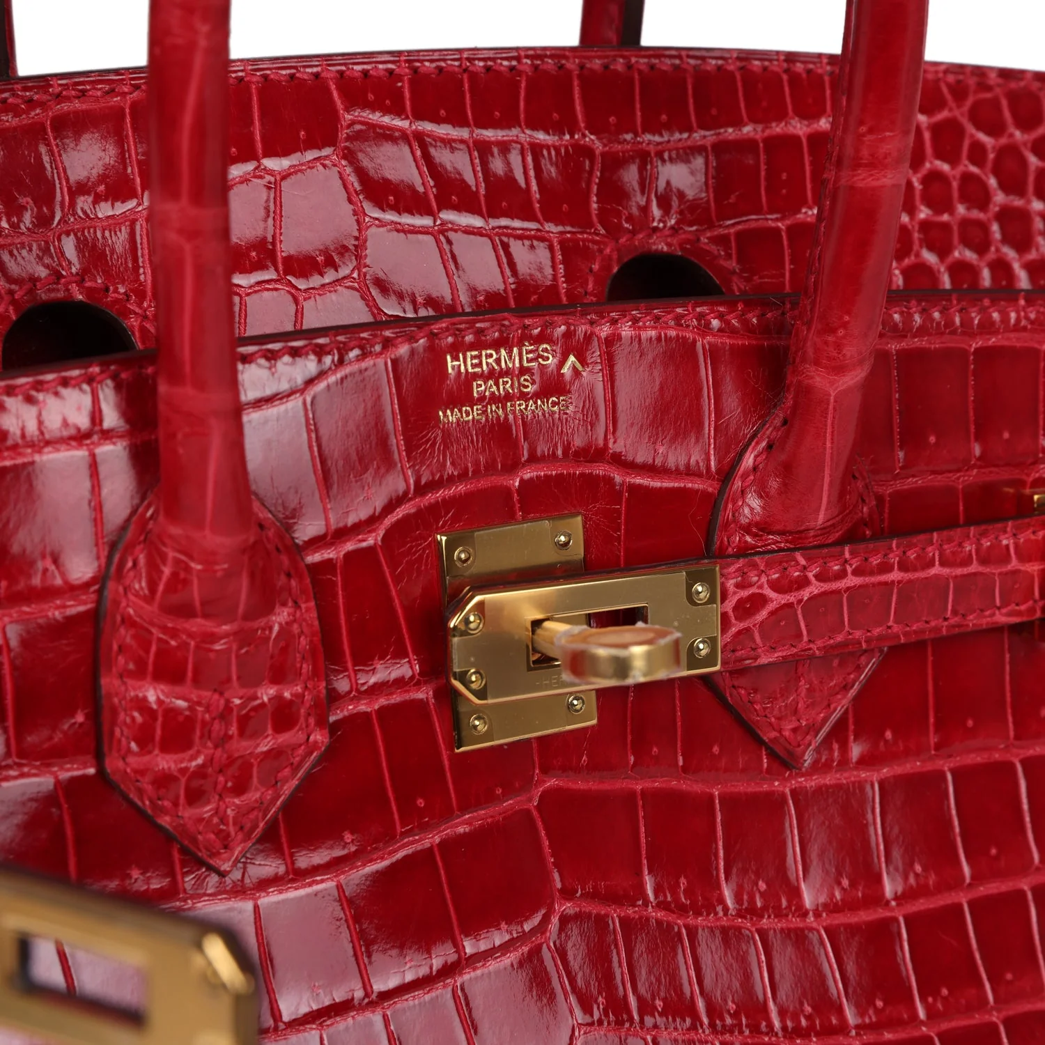 Replicate Hermes Birkin 25 Braise Shiny Porosus Crocodile Gold Hardware(1:1 replica)