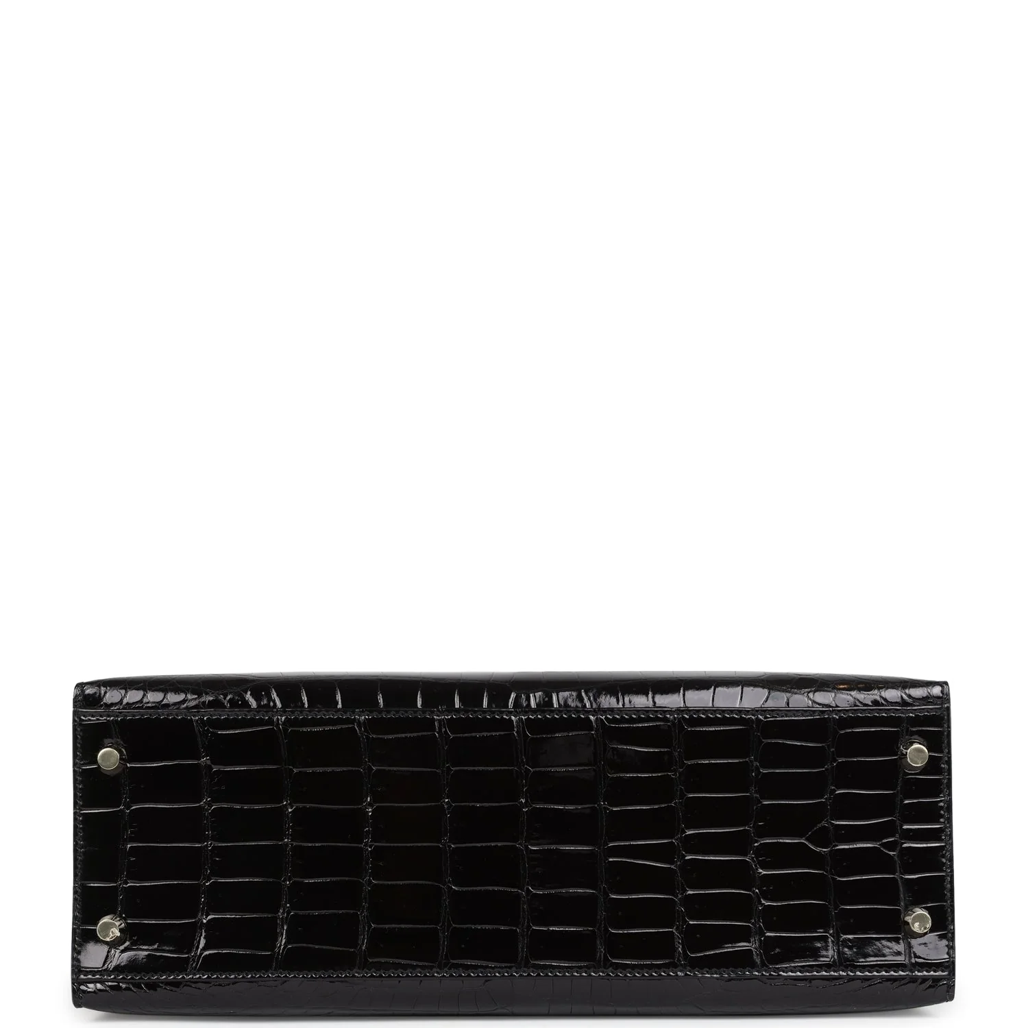 Replicate Hermes Kelly Sellier 32 Black Shiny Porosus Crocodile Gold Hardware(1:1 replica)