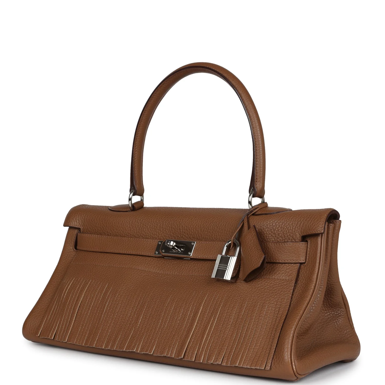 Replicate Hermes Fringe Shoulder Kelly 42 JPG Alezan Clemence Palladium Hardware(1:1 replica)