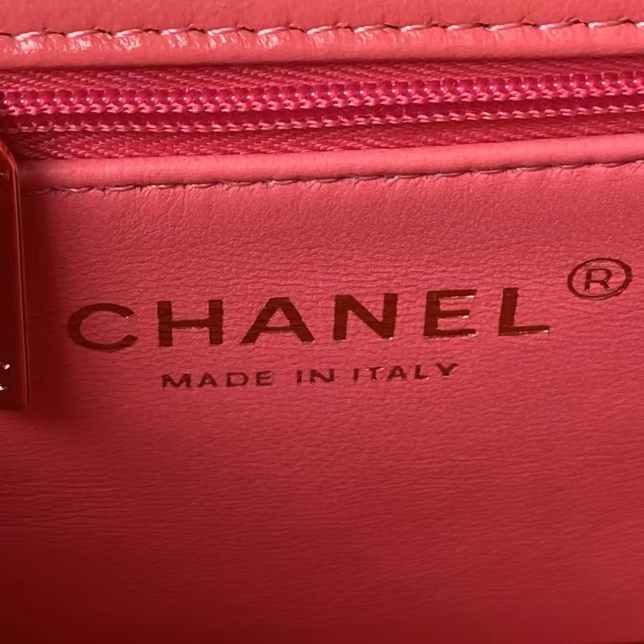 Replicate Chanel 24C AS4543 Mini Flap Bag Chain Bag Top Handle Dark Pink Lambskin(1:1 replica)