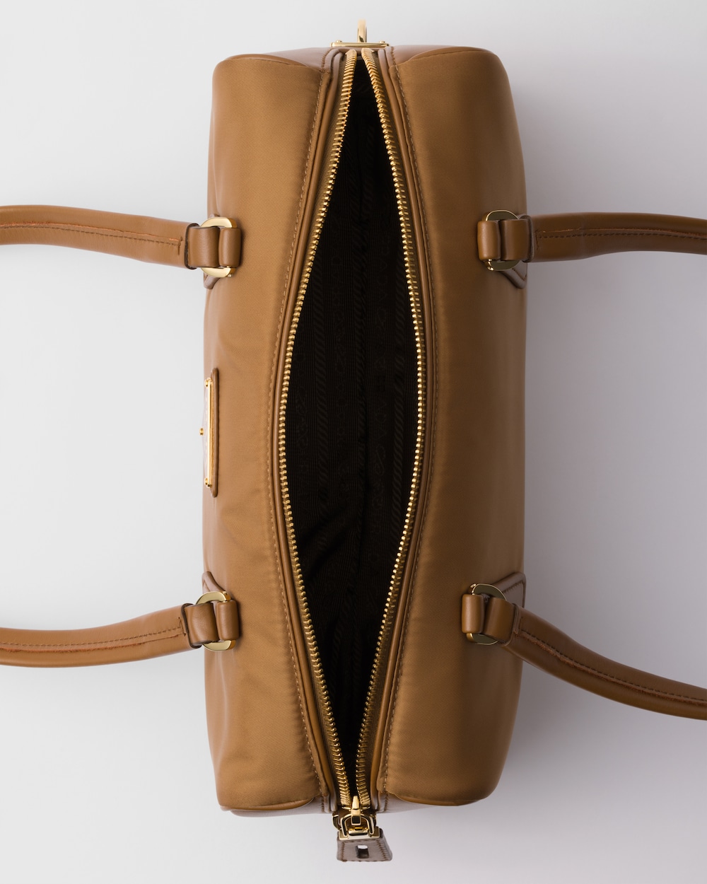 Replicate Re-Nylon and Leather Medium Top-Handle Bag With Padlock(1:1 replica)