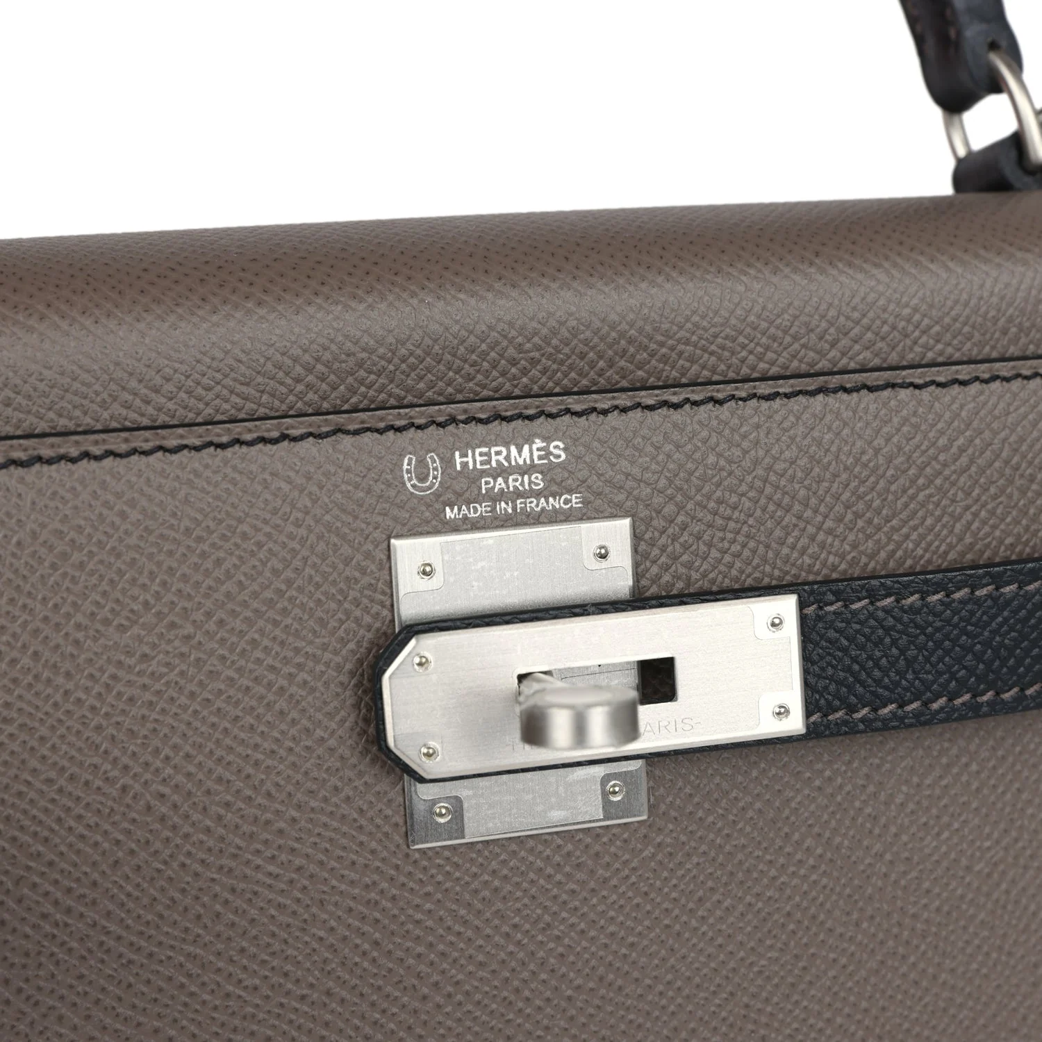 Replicate Hermes Special Order (HSS) Kelly Sellier 28 Etain and Black Epsom Brushed Palladium Hardware(1:1 replica)
