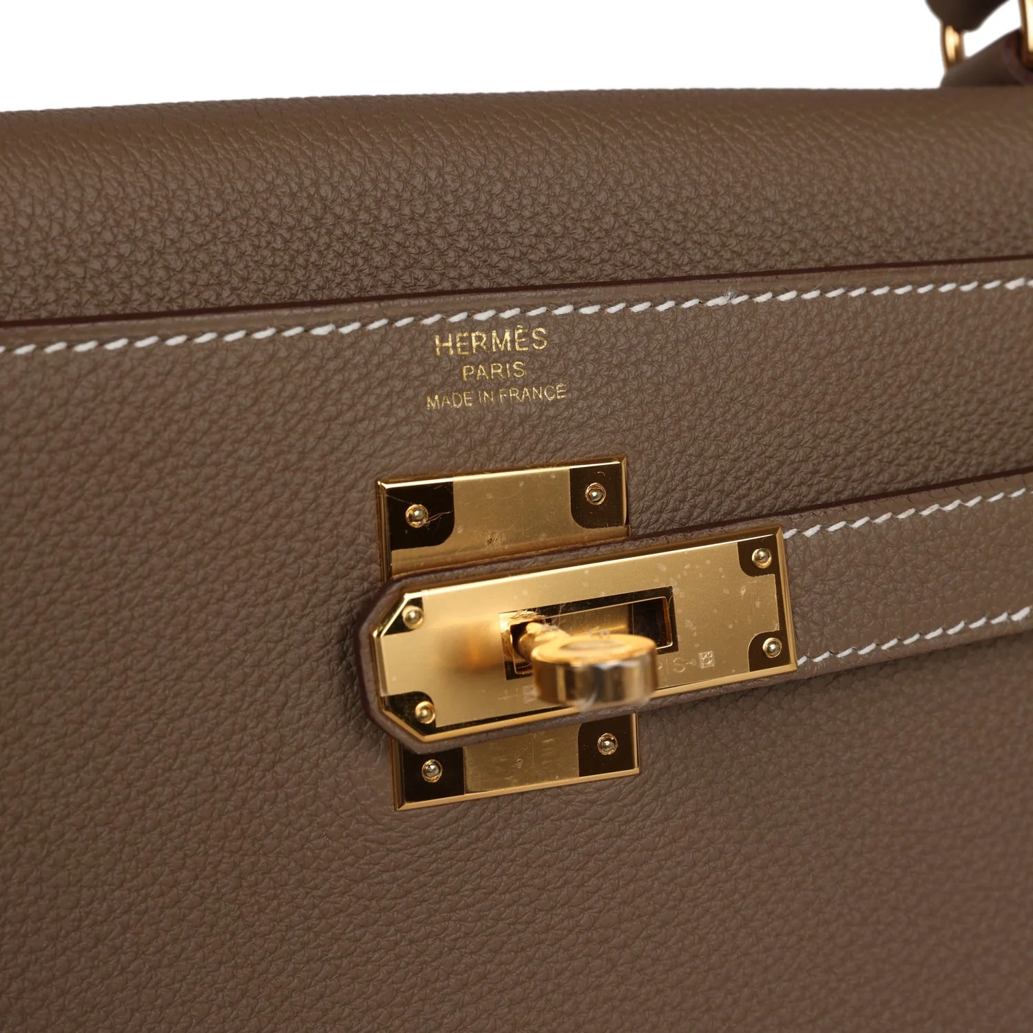 Replicate Hermes Kelly Retourne 28 Etoupe Togo Gold Hardware(1:1 replica)