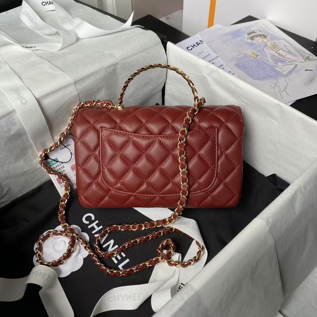 Replicate Chanel 24A AS4924 Mini Flap Bag With Top Handle Red(1:1 replica)