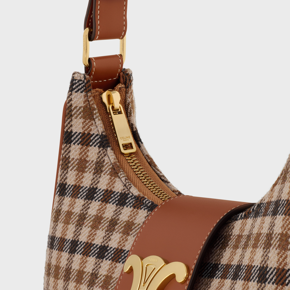 Replicate MEDIUM AVA TRIOMPHE BAG IN TARTAN TEXTILE and CALFSKIM(1:1 replica)