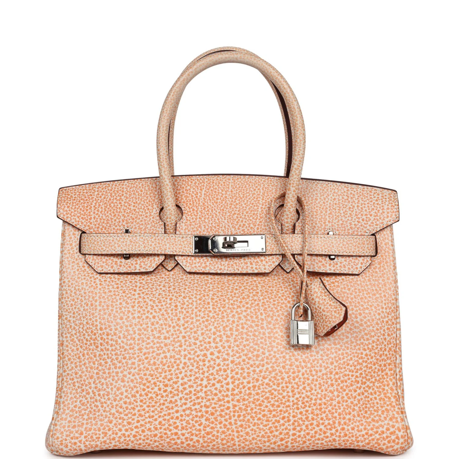 Replicate Vintage Hermes Birkin 30 Orange Dalmatian Buffalo Palladium Hardware(1:1 replica)