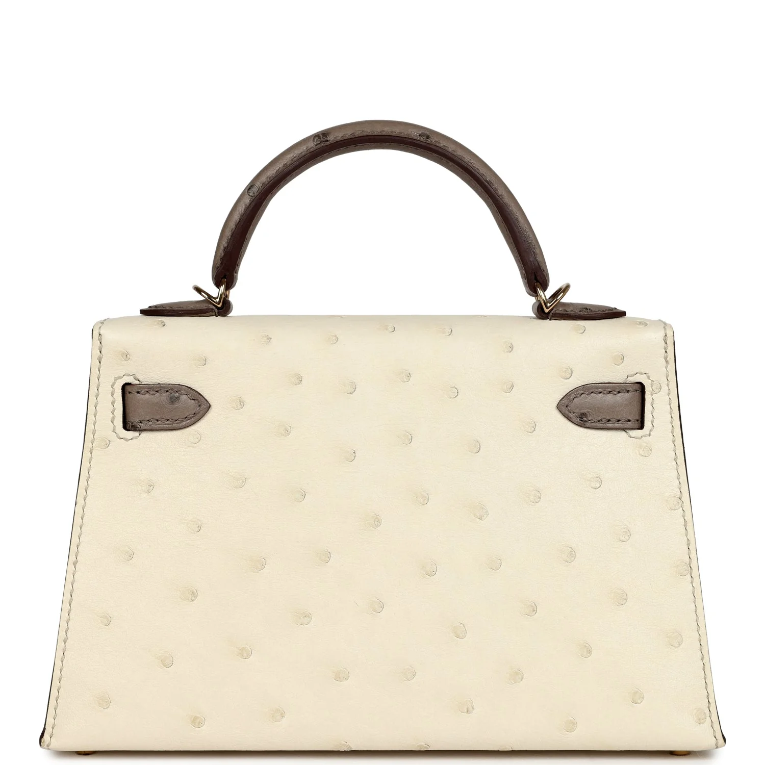 Replicate Hermes Special Order (HSS) Kelly Sellier 20 Beton and Gris Tourterelle Ostrich Permabrass Hardware(1:1 replica)