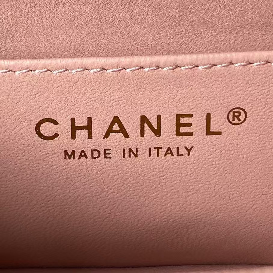Replicate Chanel 23S AS4041 Mini Camellia Embossed Rectangular Flap Bag Antique Gold Metal Hardware Light Pink(1:1 replica)