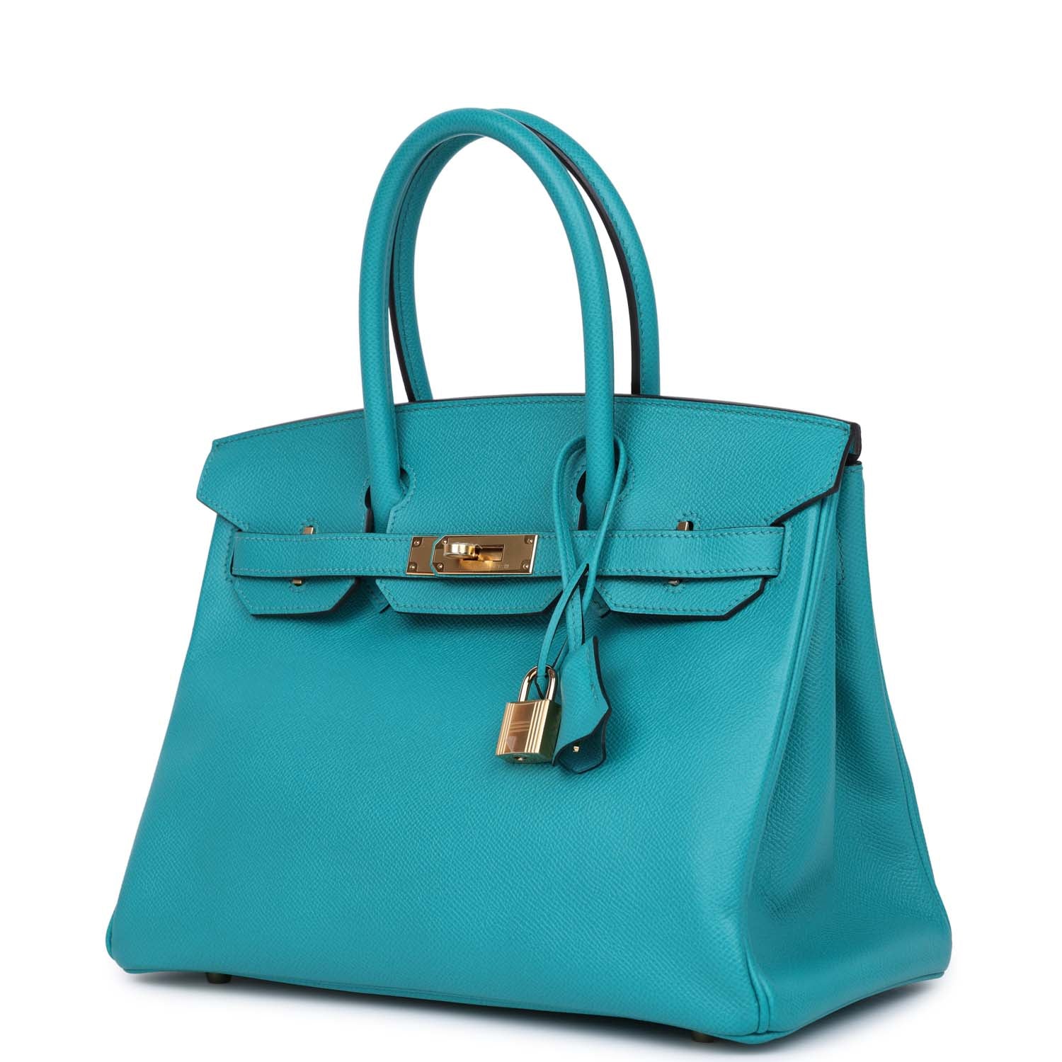 Replicate Hermes Birkin 30 Bleu Paon Epsom Gold Hardware(1:1 replica)