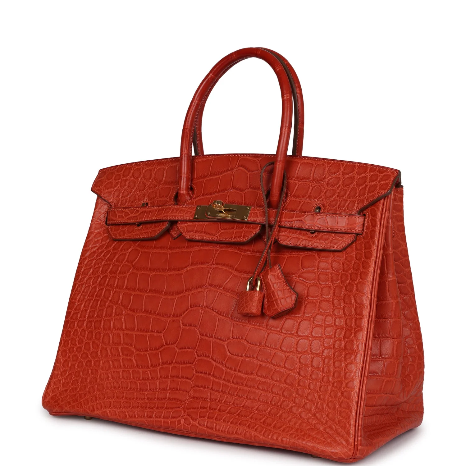 Replicate Hermes Birkin 35 Sanguine Matte Alligator Gold Hardware(1:1 replica)
