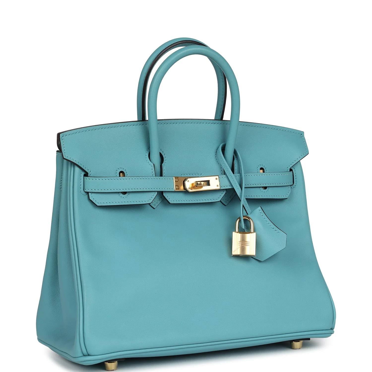 Replicate Hermes Birkin 25 Bleu Saint Cyr Swift Gold Hardware(1:1 replica)