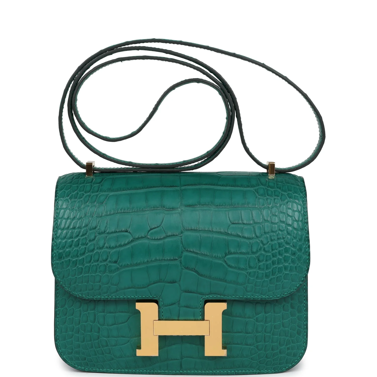 Replicate Hermes Constance 18 Malachite Matte Alligator Gold Hardware(1:1 replica)