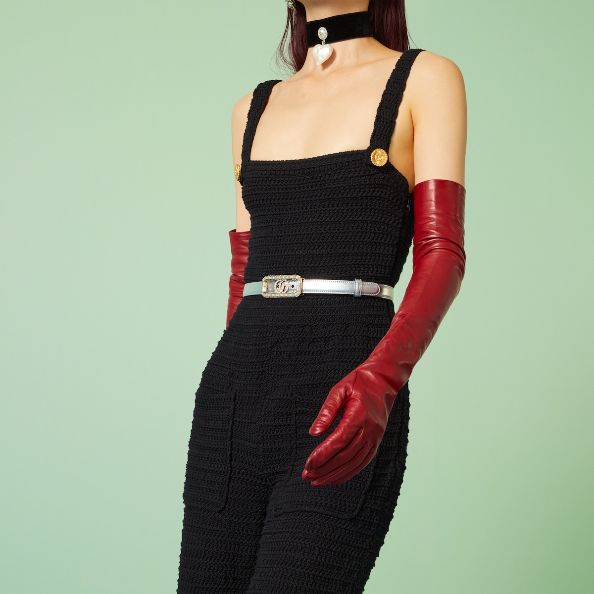 Replicate Thin belt with crystal Double G buckle(1:1 replica)